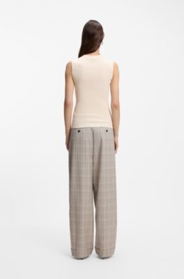 Ribbed top with mock neckline, White