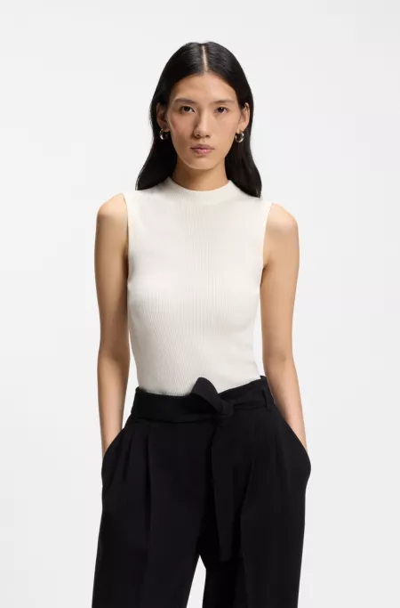 Ribbed top with mock neckline