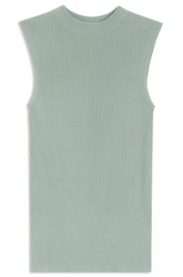 Ribbed top with mock neckline, Light Green