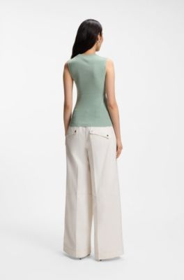 Ribbed top with mock neckline, Light Green