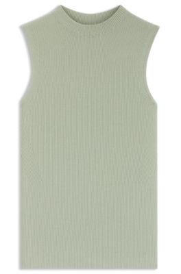 Ribbed top with mock neckline, Light Green