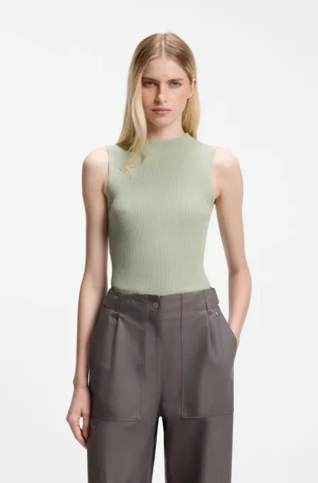 Ribbed top with mock neckline