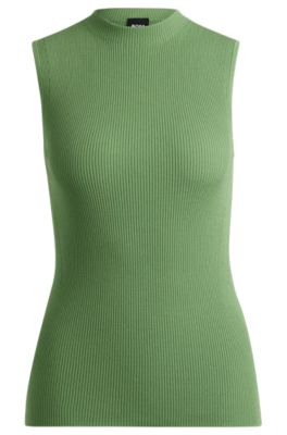 BOSS - Sleeveless mock-neck top with ribbed structure