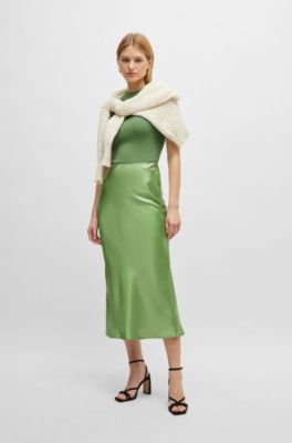 Ribbed top with mock neckline, Light Green