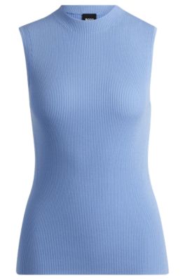 BOSS - Sleeveless mock-neck top with ribbed structure