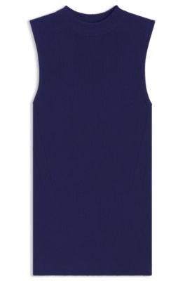 Ribbed top with mock neckline, Turquoise