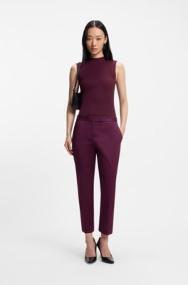 Ribbed top with mock neckline, Dark Purple