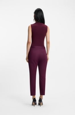 Ribbed top with mock neckline, Dark Purple