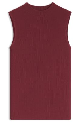 Slim-fit knit top, Dark Red