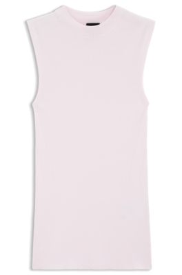 Top de punto de canal&eacute; con cuello caja, Rosa claro