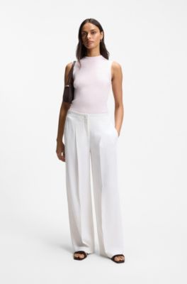 Ribbed top with mock neckline, light pink