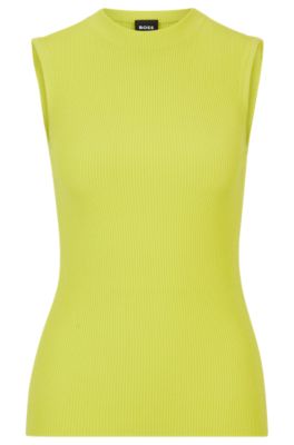 BOSS - Sleeveless mock-neck top with ribbed structure