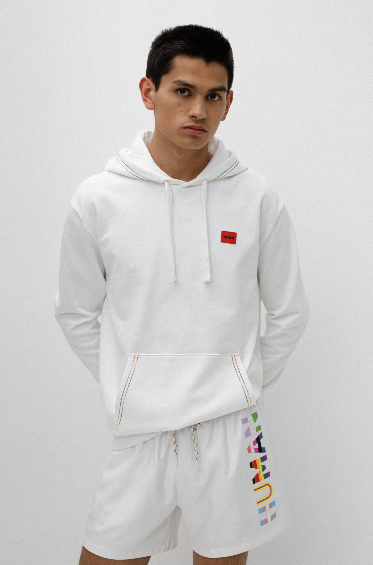 hoodie slogan cotton in - multi-colored Relaxed-fit with HUGO