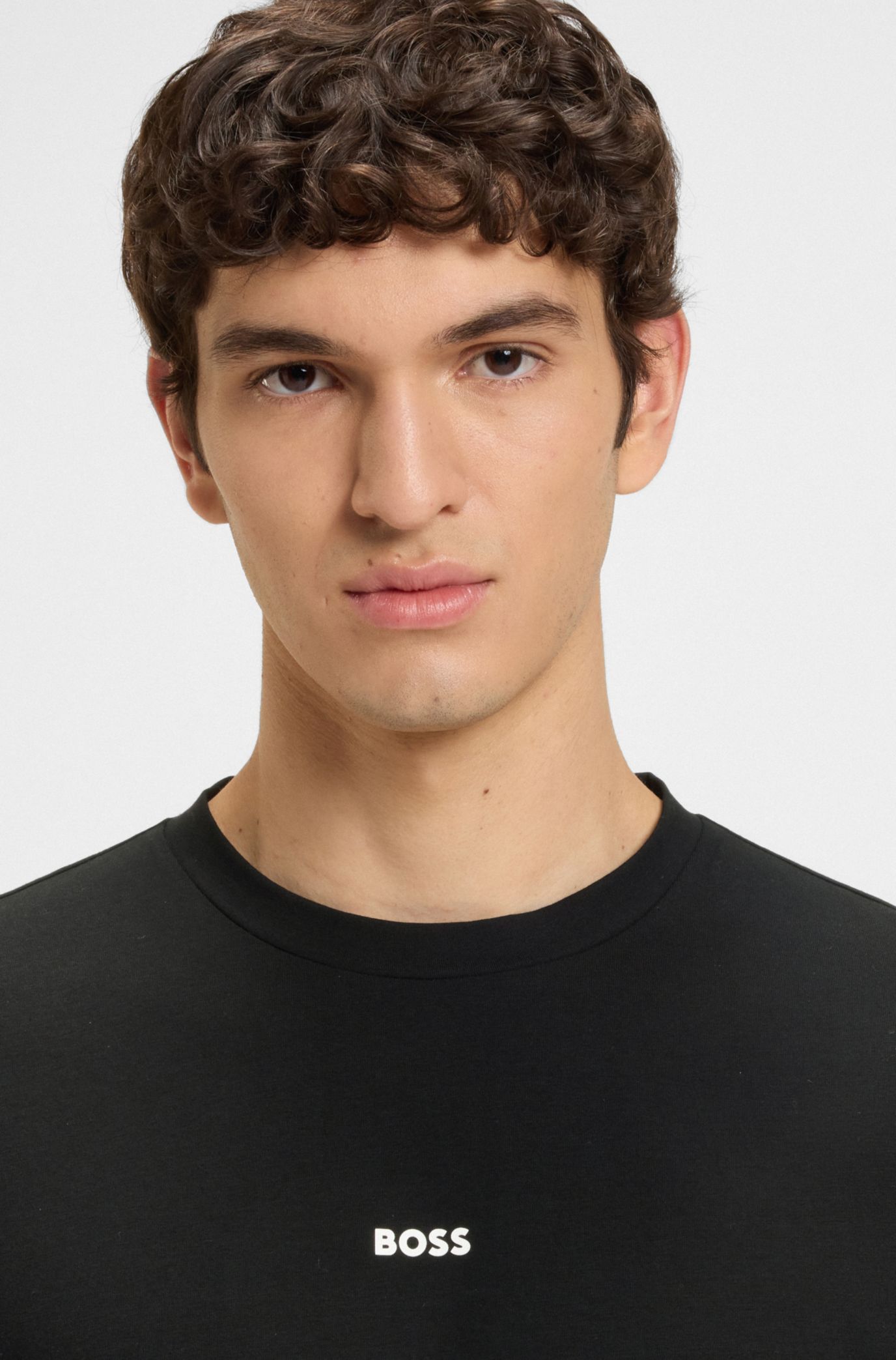 Tシャツ・カットソー Hugo Boss SS25 POLO WITH LOGO PATCH (50507803 10256683446) BOSS - Extra-slim-fit stretch-cotton shirt with logo tape