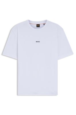 Camiseta de algod&oacute;n el&aacute;stico con logo en contraste, Blanco