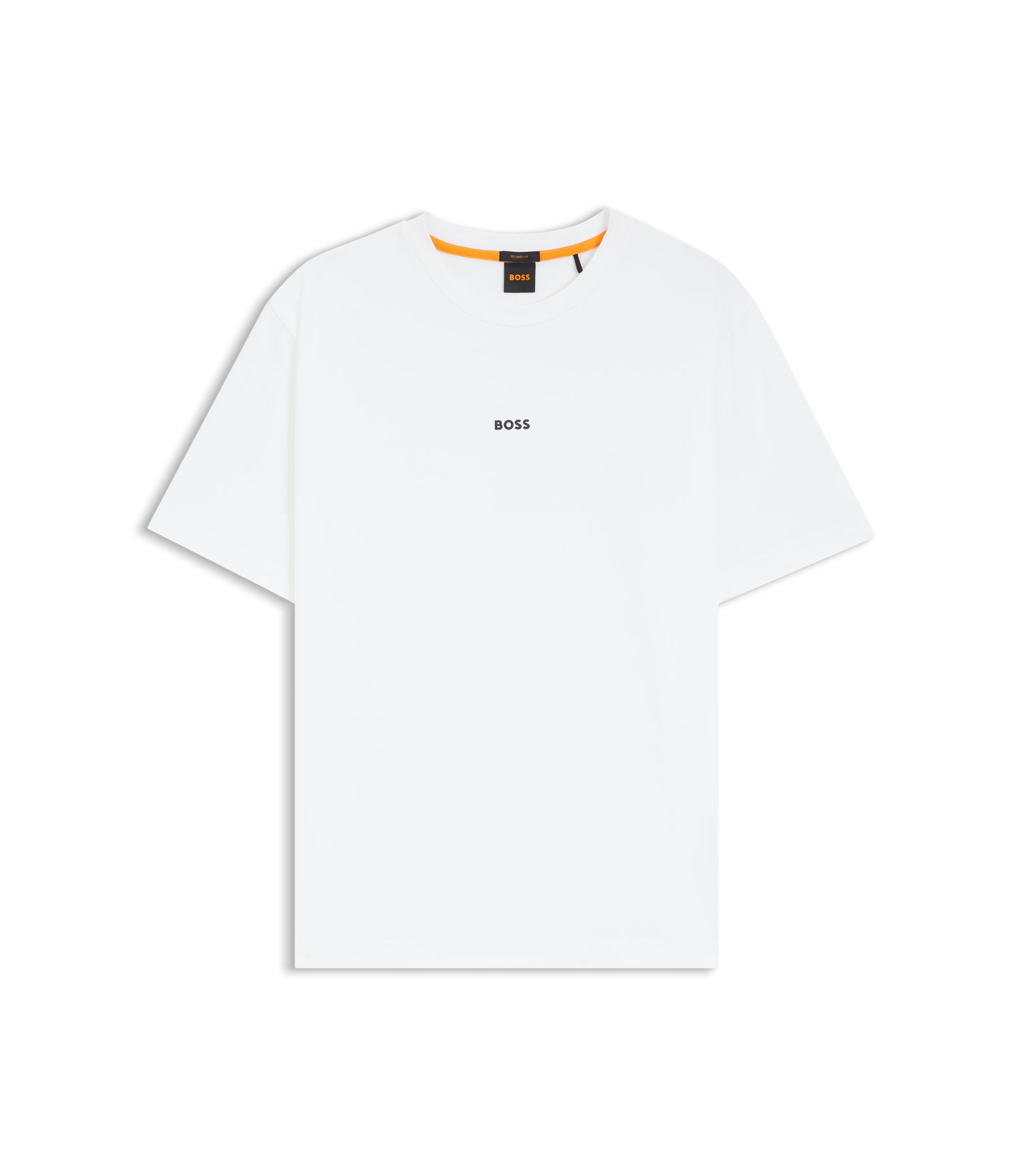 BOSS - Stretch-cotton T-shirt with contrast logo - White