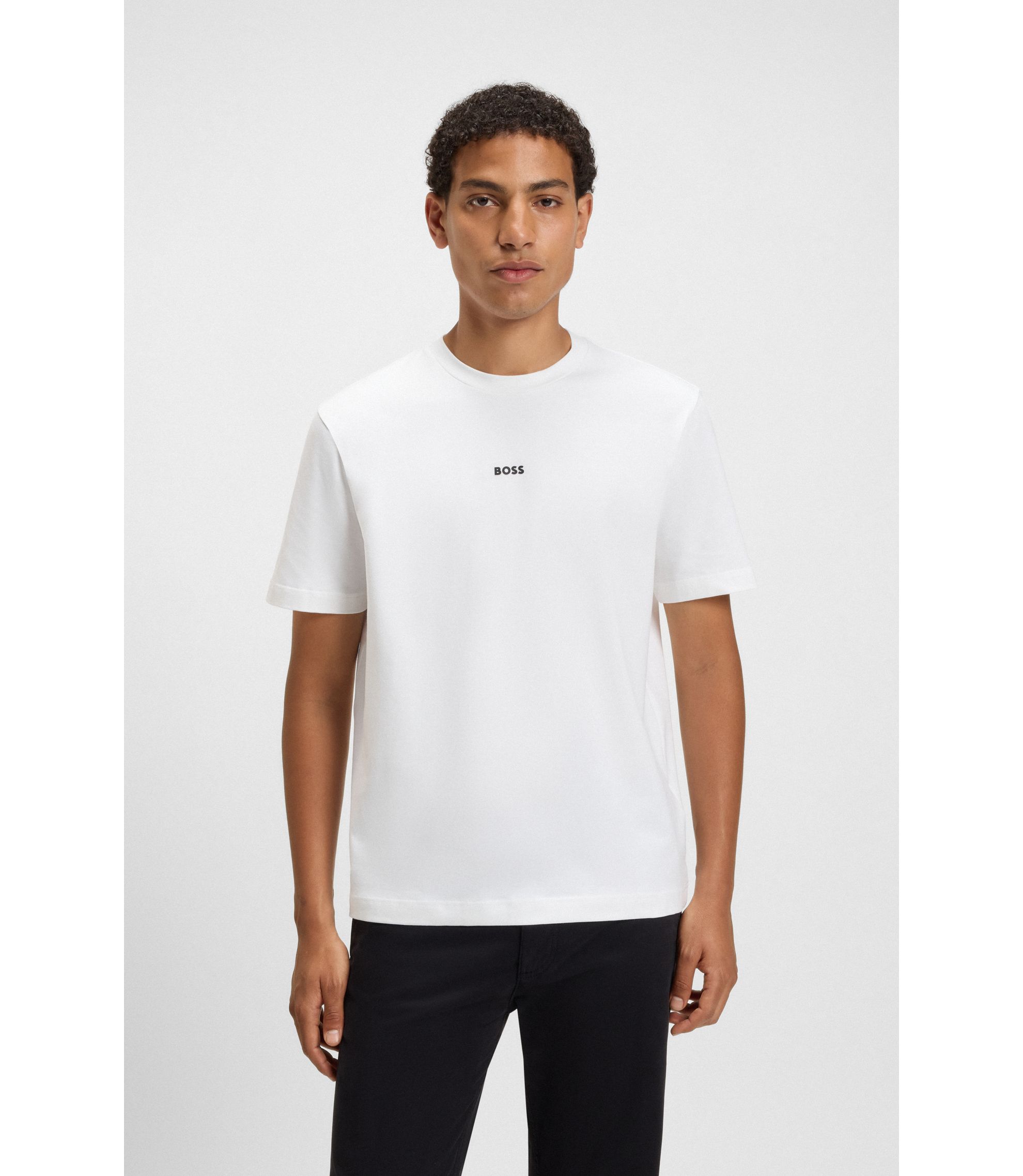 BOSS - Relaxed-fit T-shirt in stretch cotton with logo print