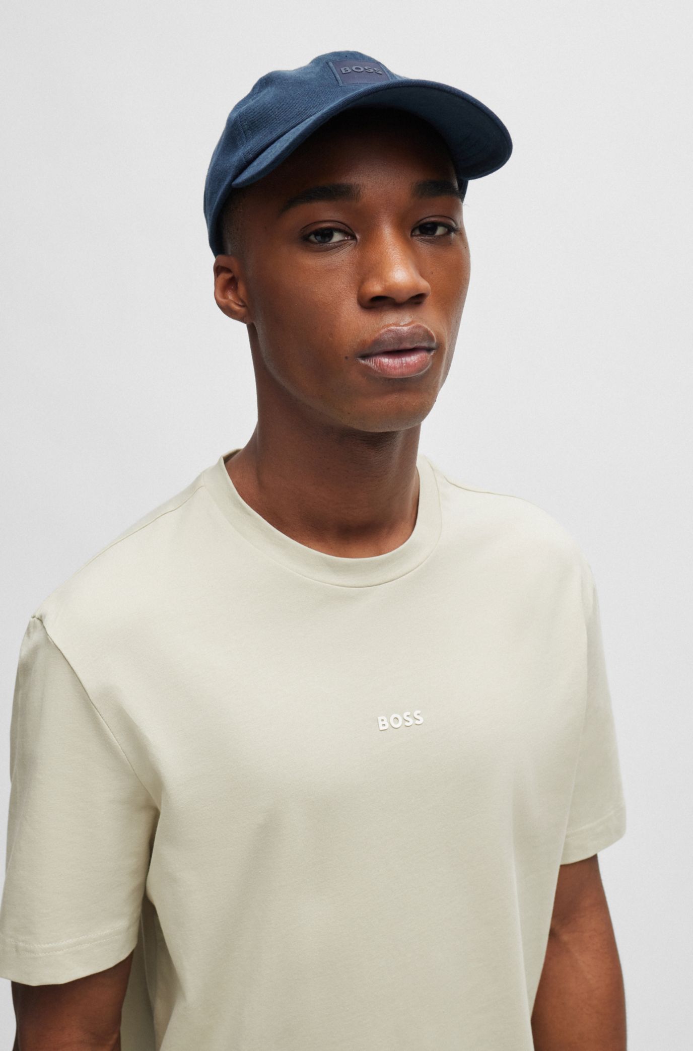 BOSS - Relaxed-fit T-shirt in stretch cotton with logo print