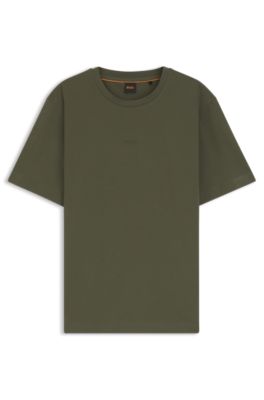 T-shirt en coton stretch avec logo imprim&eacute;, Vert