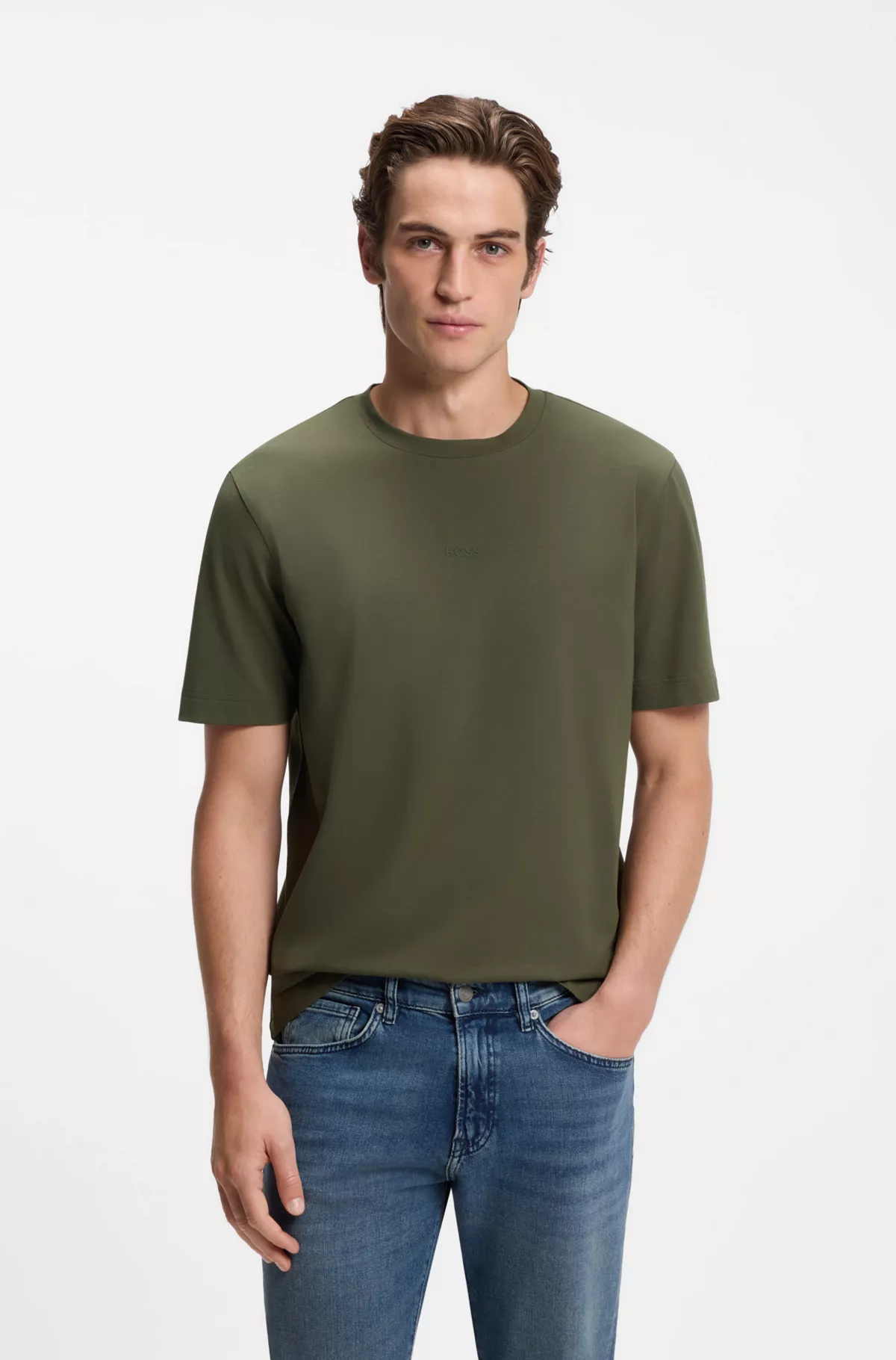 Relaxed-fit T-shirt with a layered logo print, Green