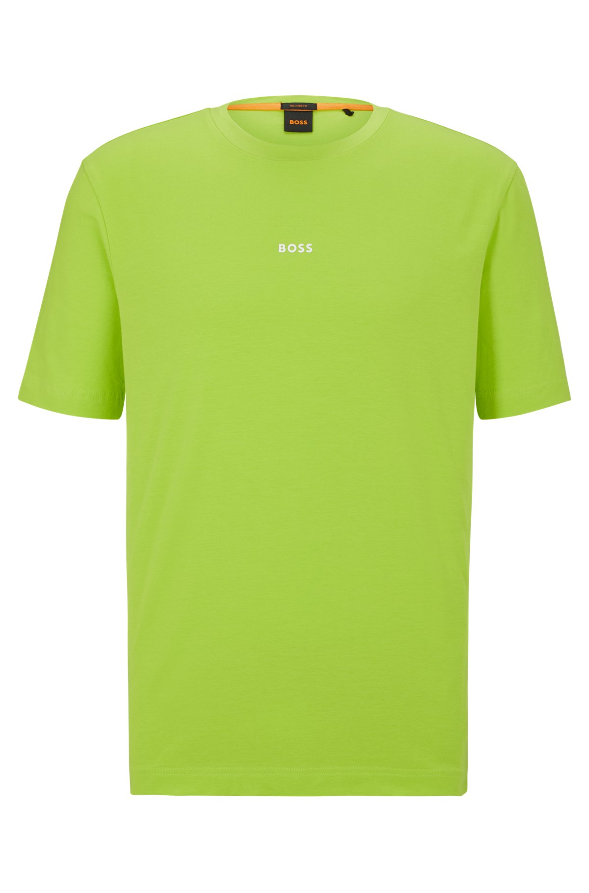 Relaxed-fit T-shirt in stretch cotton with logo print, Green
