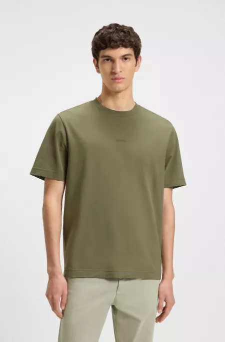 Stretch-cotton T-shirt with contrast logo