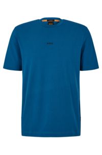 Relaxed-fit T-shirt in stretch cotton with logo print, Blue
