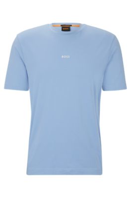 Hugo Boss Relaxed-fit T-shirt In Stretch Cotton With Logo Print In Light Blue