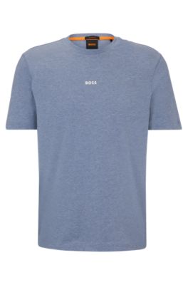 Hugo Boss Relaxed-fit T-shirt In Stretch Cotton With Logo Print In Light Blue