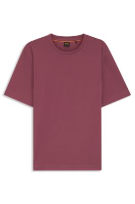 Stretch-cotton T-shirt with contrast logo, Red