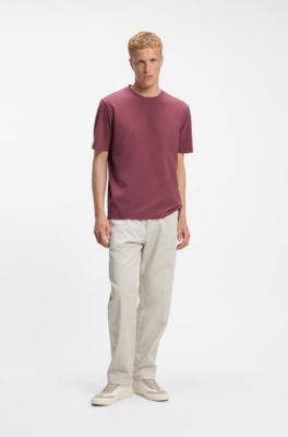 Stretch-cotton T-shirt with contrast logo, Red