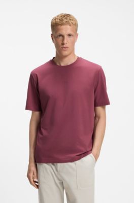 Stretch-cotton T-shirt with contrast logo, Red