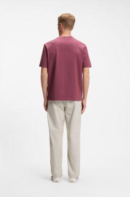 Stretch-cotton T-shirt with contrast logo, Red