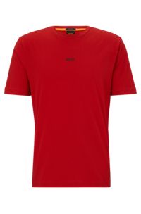 Relaxed-fit T-shirt in stretch cotton with logo print, Red