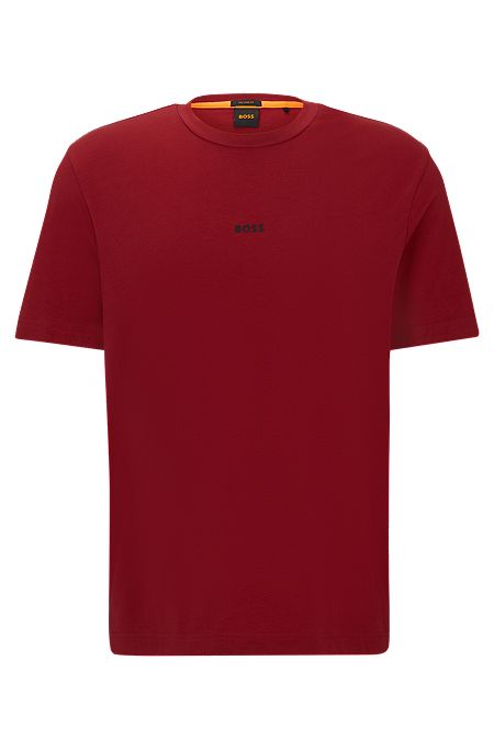 Relaxed-fit T-shirt in stretch cotton with logo print, Light Red