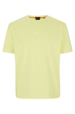 Hugo Boss Relaxed-fit T-shirt In Stretch Cotton With Logo Print In Light Yellow