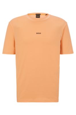 Hugo Boss Relaxed-fit T-shirt In Stretch Cotton With Logo Print In Light Orange