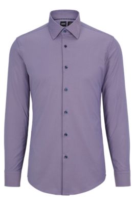 BOSS - Slim-fit shirt in printed performance-stretch twill