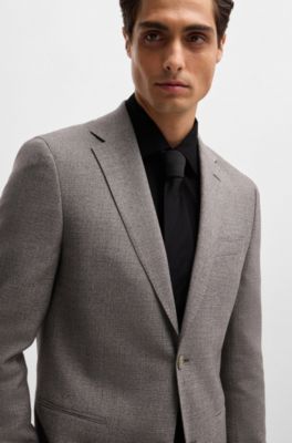 Camisa slim fit de algod&oacute;n italiano con iniciales en jacquard, Negro