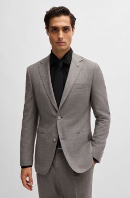 Camisa slim fit de algod&oacute;n italiano con iniciales en jacquard, Negro