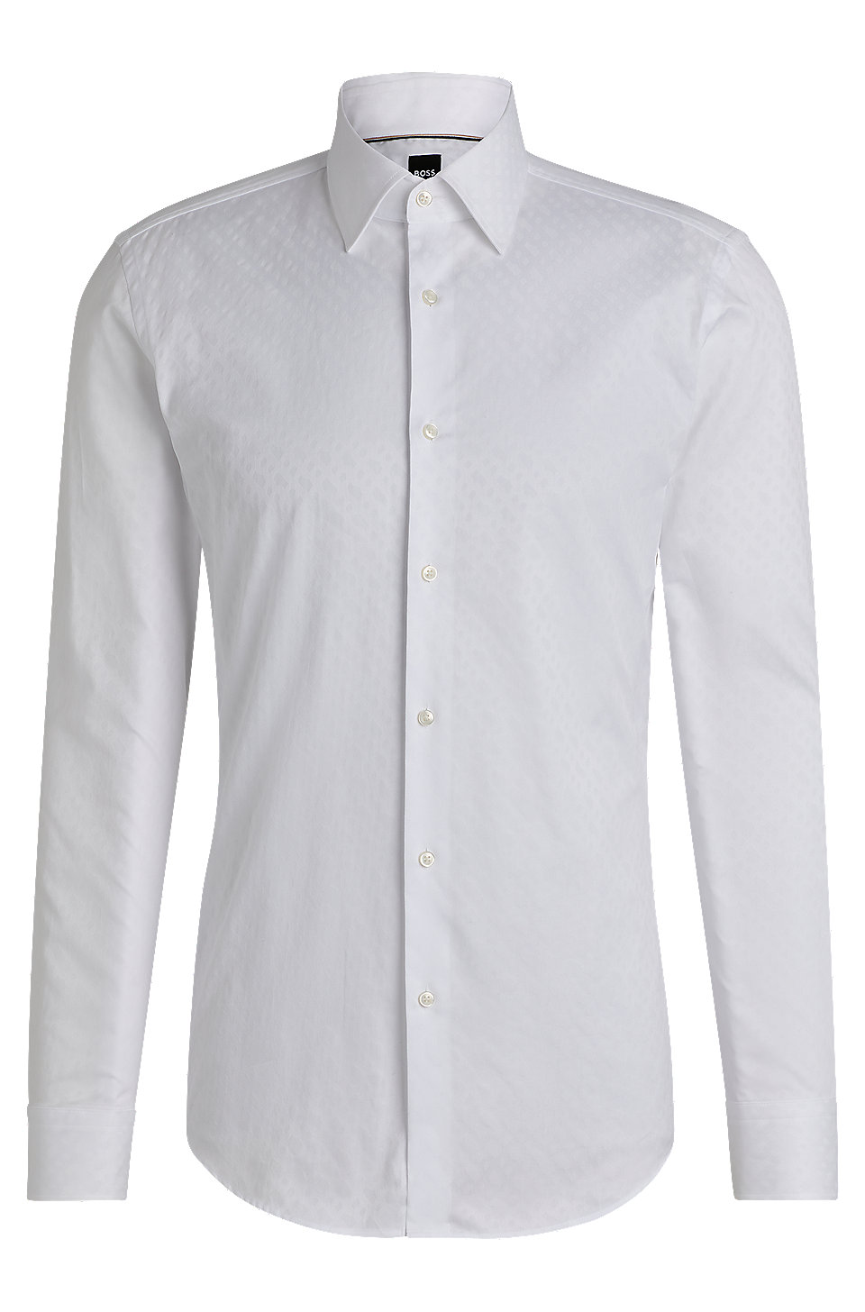 BOSS - Slim-fit shirt in Italian cotton with jacquard monograms