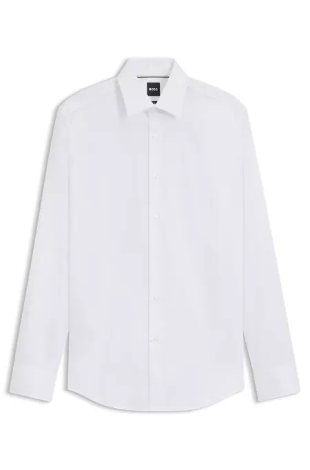 Logo-jacquard slim-fit shirt in Italian cotton