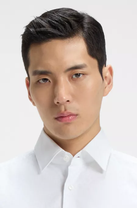 Logo-jacquard slim-fit shirt in Italian cotton