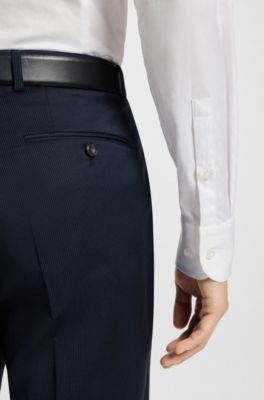 Logo-jacquard slim-fit shirt in Italian cotton, White