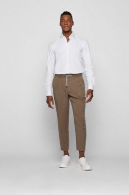 BOSS - Regular-fit shirt in structured super-flex fabric 