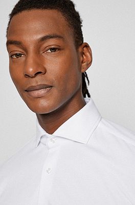 BOSS - Regular-fit shirt in structured super-flex fabric