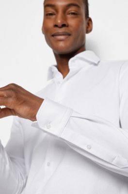 BOSS - Regular-fit shirt in structured super-flex fabric 