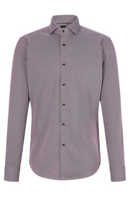 BOSS - Regular-fit shirt in structured super-flex fabric