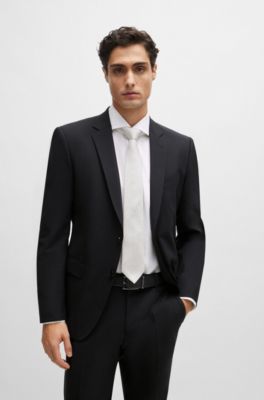 Reversible belt in smooth and structured Italian leather, Black