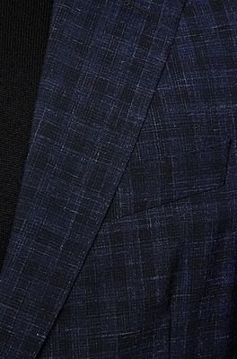 Slim-fit suit in a checked wool-linen blend